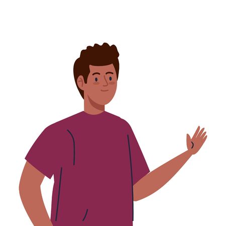 young man waving on white background vector illustration designのイラスト素材