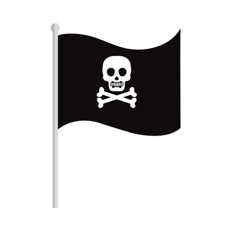 pirate flag with a skull and bones on white background vector illustration designのイラスト素材