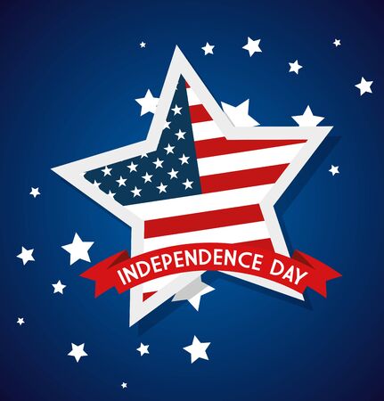 4 of july happy independence day with stars and flag usa vector illustration designのイラスト素材