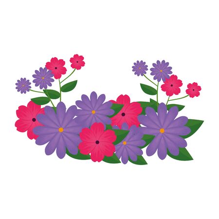 flowers and leafs garden decoration vector illustration designのイラスト素材