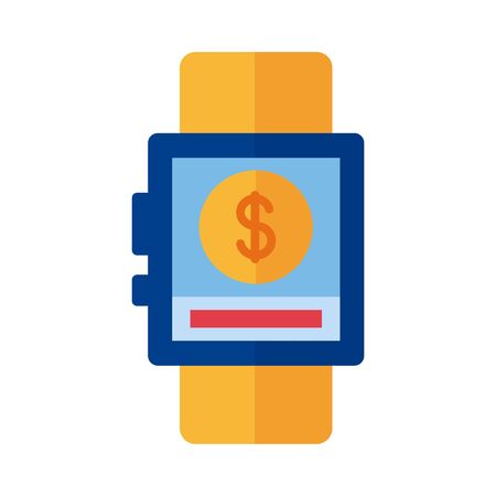 smartwatch with coin dollar payment online flat style illustration designのイラスト素材