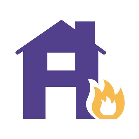 house property insurance fire silhouette style icon vector illustration designのイラスト素材
