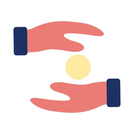 hands humans lifting coins solidarity flat style vector illustration designのイラスト素材