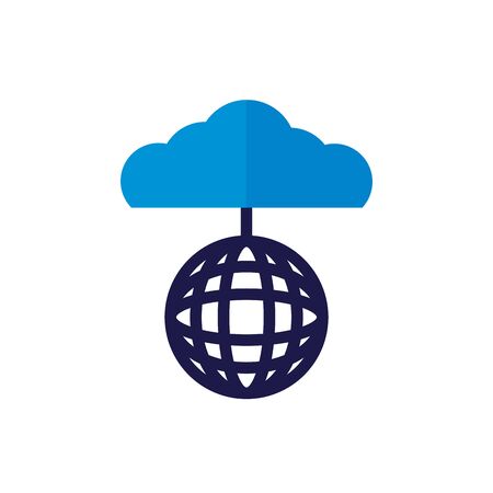 cloud computing with sphere browser flat style illustration designのイラスト素材