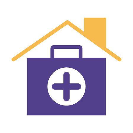 house roof insurance with medical kit silhouette style icon illustration designのイラスト素材