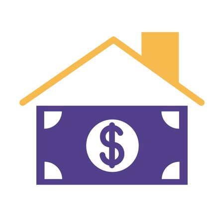 house roof insurance with bill dollar silhouette style illustration designのイラスト素材