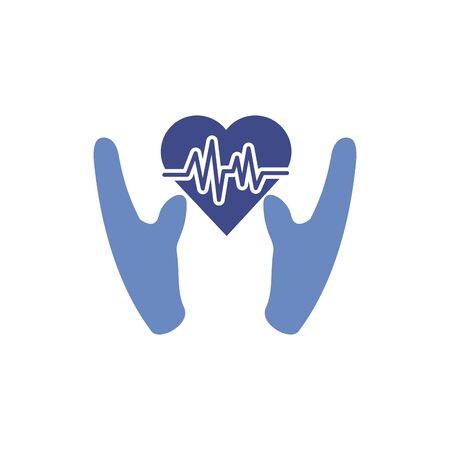 medical heart cardiology pulse flat icon vector illustration designのイラスト素材