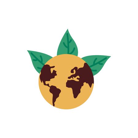 world planet earth with leafs plant illustration designのイラスト素材