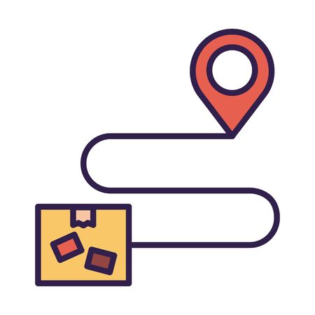 pin location with box delivery service line and fill style vector illustration designのイラスト素材