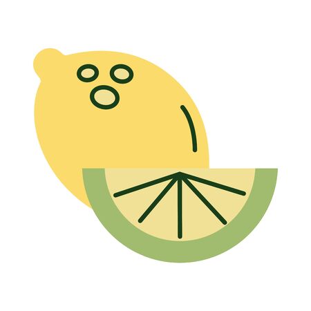 lemon fresh fruit flat style icon vector illustration designのイラスト素材