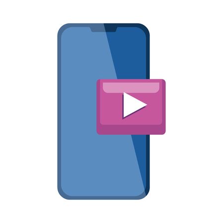 smartphone with play symbol, concept of online communication and social media on white background vector illustration designのイラスト素材