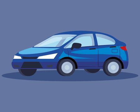 blue sedan car vehicle transport icon vector illustration designのイラスト素材