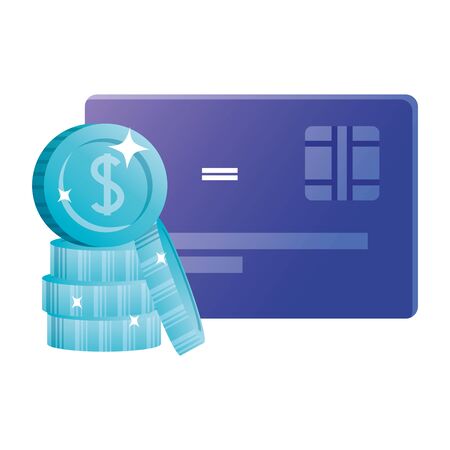 Coins and credit card of money financial banking commerce and market theme Vector illustrationのイラスト素材