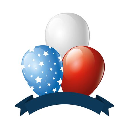 Usa balloons with ribbon design, United states independence day and national theme Vector illustrationのイラスト素材