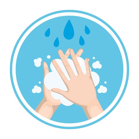 Hands washing with soap and water drops design, Disinfects clean antibacterial and hygiene theme Vector illustrationのイラスト素材