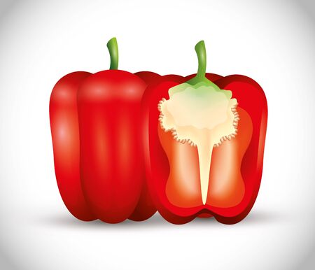 fresh red peppers vegetables icon, red paprika, organic vegetables vector illustration designのイラスト素材