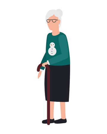 cute old woman comic character vector illustration designのイラスト素材