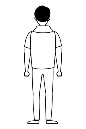 young man back avatar character icon vector illustration designのイラスト素材