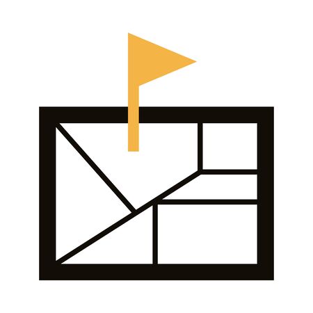 flag pin location in paper map silhouette style vector illustration designのイラスト素材