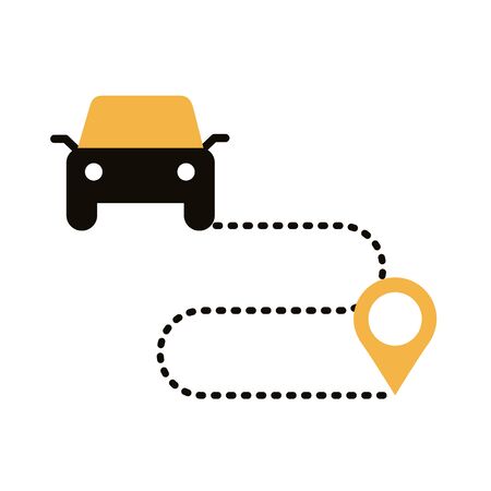 pin and car in the route location silhouette style vector illustration designのイラスト素材