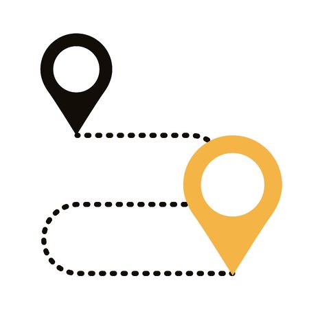 pins pointers in the route location silhouette style vector illustration designのイラスト素材