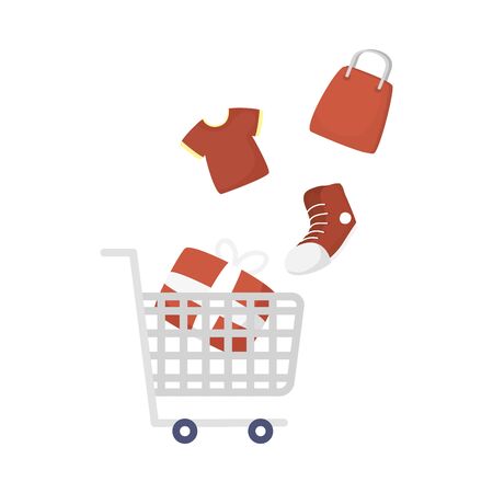 cart with gift and icons design of Shopping commerce and market theme Vector illustrationのイラスト素材