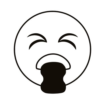 emoji sick throwing up line style vector illustration designのイラスト素材