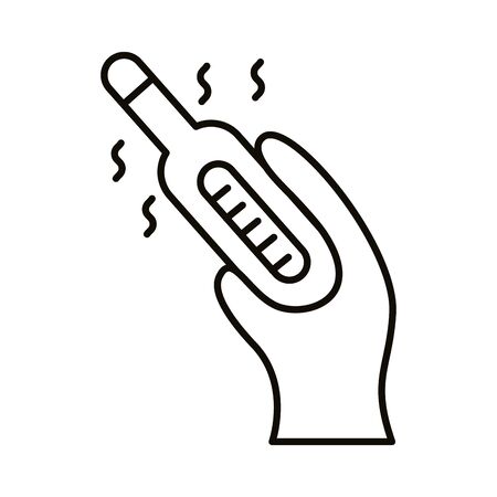 thermometer temperature measure with covid19 line style vector illustration designのイラスト素材