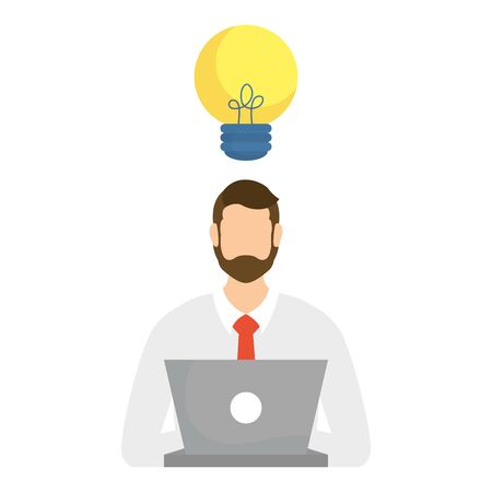 Businessman with laptop design, Man business management corporate job occupation and worker theme Vector illustrationのイラスト素材