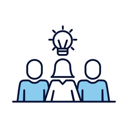 people avatars silhouettes with bulb line and fill style vector illustration designのイラスト素材