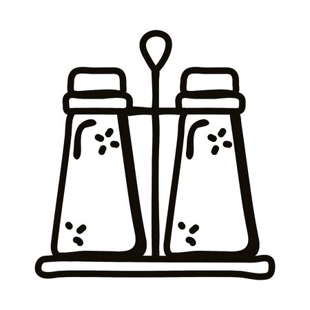 salt and pepper shaker line style icon design, Cook kitchen eat and food theme Vector illustrationのイラスト素材