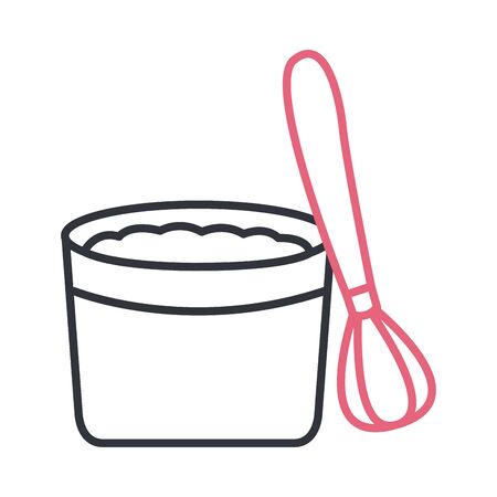 Pot and mixer line style icon design, Cook kitchen eat and food theme Vector illustrationのイラスト素材