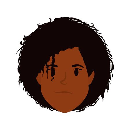 afro young woman head avatar character vector illustration designのイラスト素材