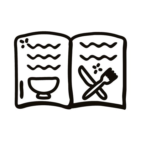 open recipe book line style icon design, Cook kitchen eat and food theme Vector illustrationのイラスト素材