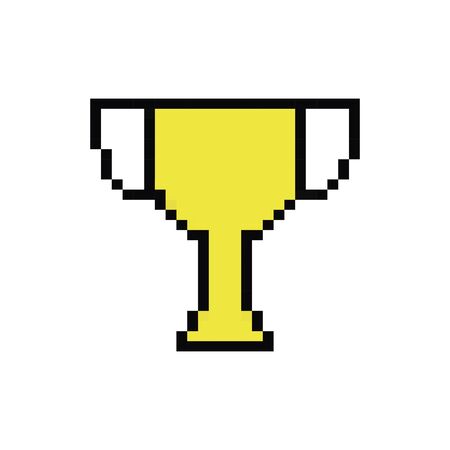 trophy cup 8 bits pixelated style icon vector illustration designのイラスト素材