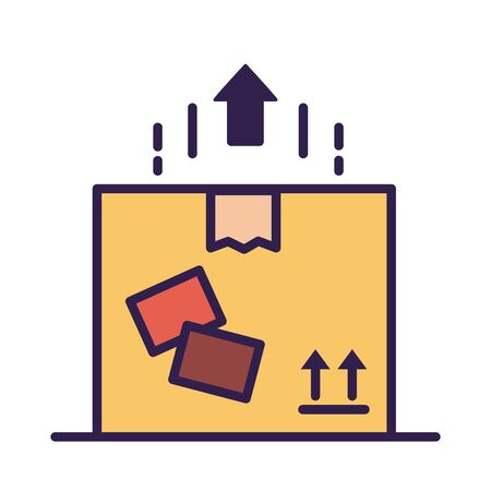 arrow up with box carton packing postal service line and fill style vector illustration designのイラスト素材