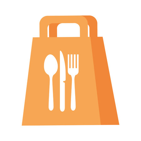 food bag with cutlery design, Safe delivery logistics and transportation theme Vector illustrationのイラスト素材