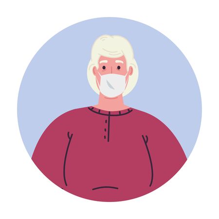 old woman avatar with mask design of medical care and covid 19 virus theme Vector illustrationのイラスト素材