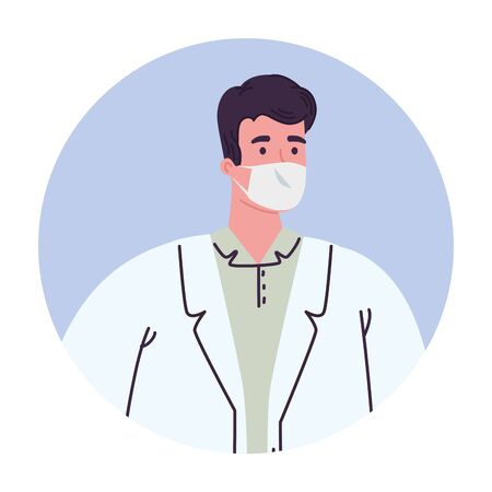 male doctor with mask design of medical care and covid 19 virus theme Vector illustrationのイラスト素材