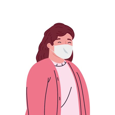 woman avatar with mask design of medical care and covid 19 virus theme Vector illustrationのイラスト素材