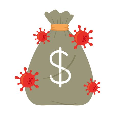 money bag with virus design of bankruptcy and covid 19 virus theme Vector illustrationのイラスト素材
