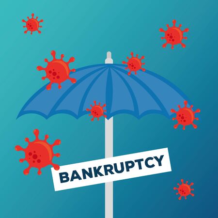 umbrella with banner design of bankruptcy and covid 19 virus theme Vector illustrationのイラスト素材