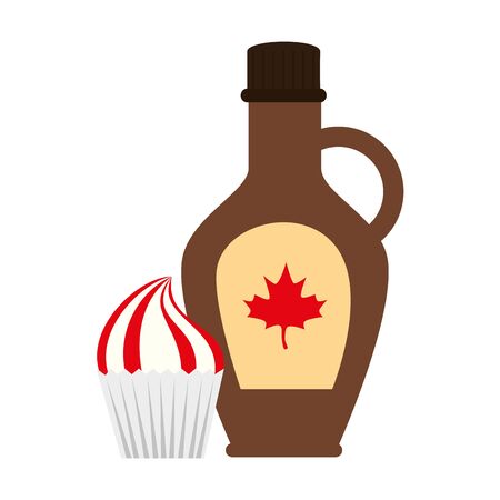 Canadian maple syrup and cupcake design, Happy canada day holiday and national theme Vector illustrationのイラスト素材