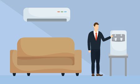 Businessman with water dispenser design, Office business management and corporate theme Vector illustrationのイラスト素材