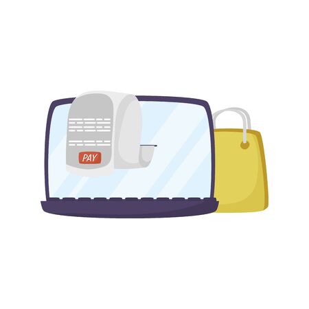 laptop with receipt and shopping bag vector illustration designのイラスト素材