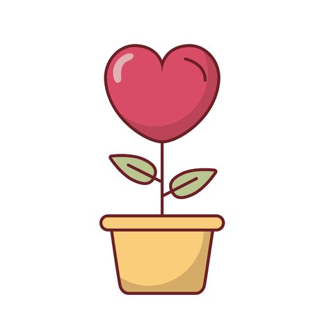 Heart flower inside pot design of love passion and romantic theme Vector illustrationのイラスト素材