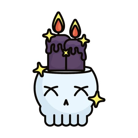 skull head with candles and stars magic sorcery vector illustration designのイラスト素材