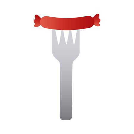 sausage in fork degraded style vector illustration designのイラスト素材