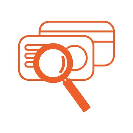 credit cards with magnifying glass vector illustration designのイラスト素材