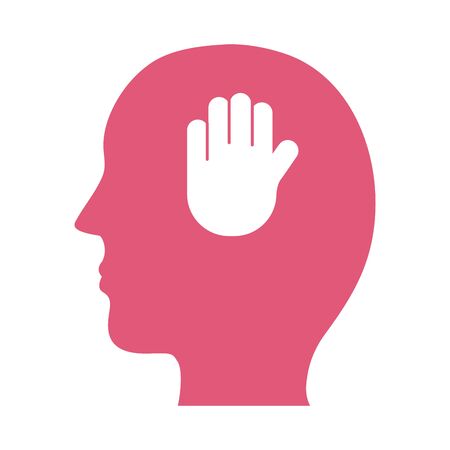 profile with hand stop mental health silhouette style icon vector illustration designのイラスト素材